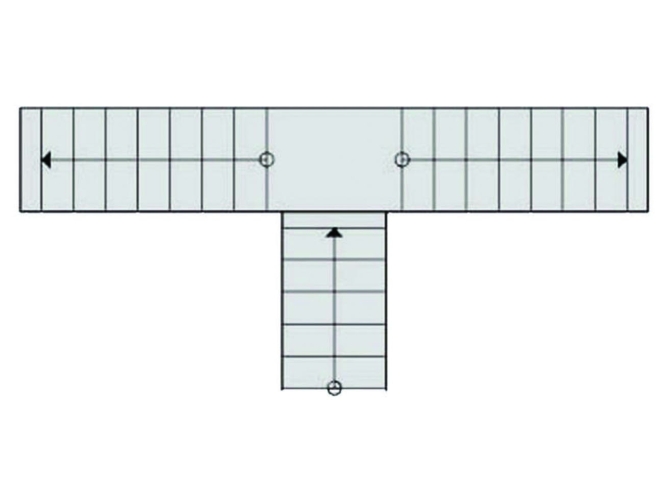 Triple ligeløb i T-form